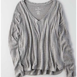 American Eagle Ribbed Gray Sweater Soft & Sexy XS